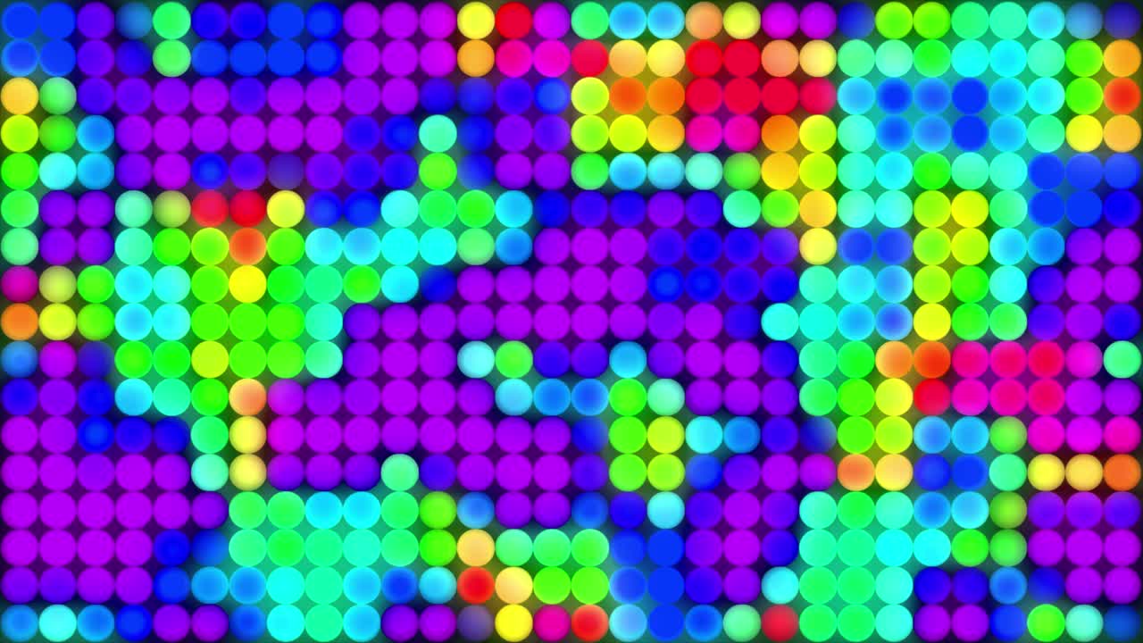 彩色圆点抽象几何运动背景。五颜六色的圆形糖果。有光泽的彩色装饰球。视频下载