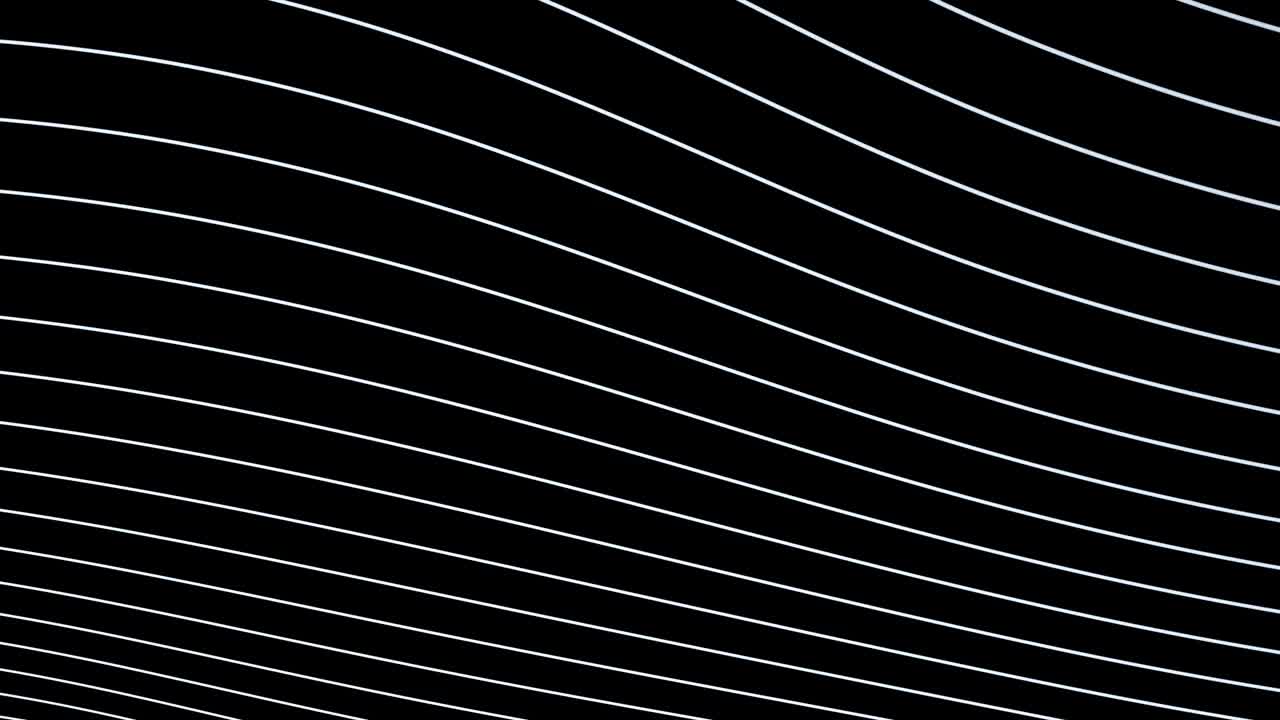弯曲的白色线条图案在黑色背景上循环运动。视频下载