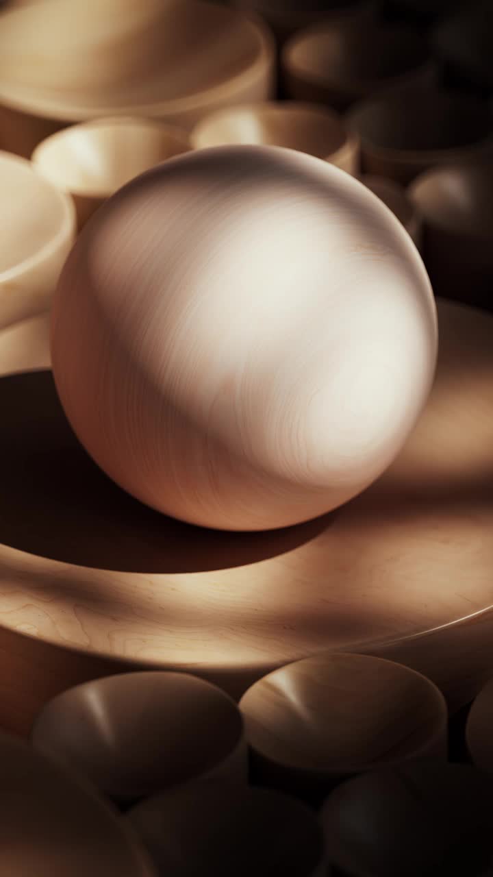 抽象背景由木制球体和半球组成。视频下载