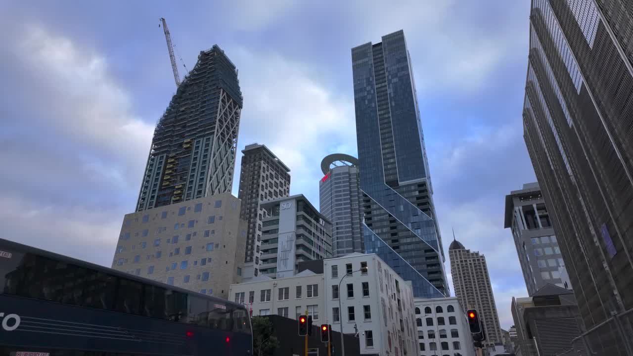 黄昏时分的新西兰奥克兰市中心视频下载