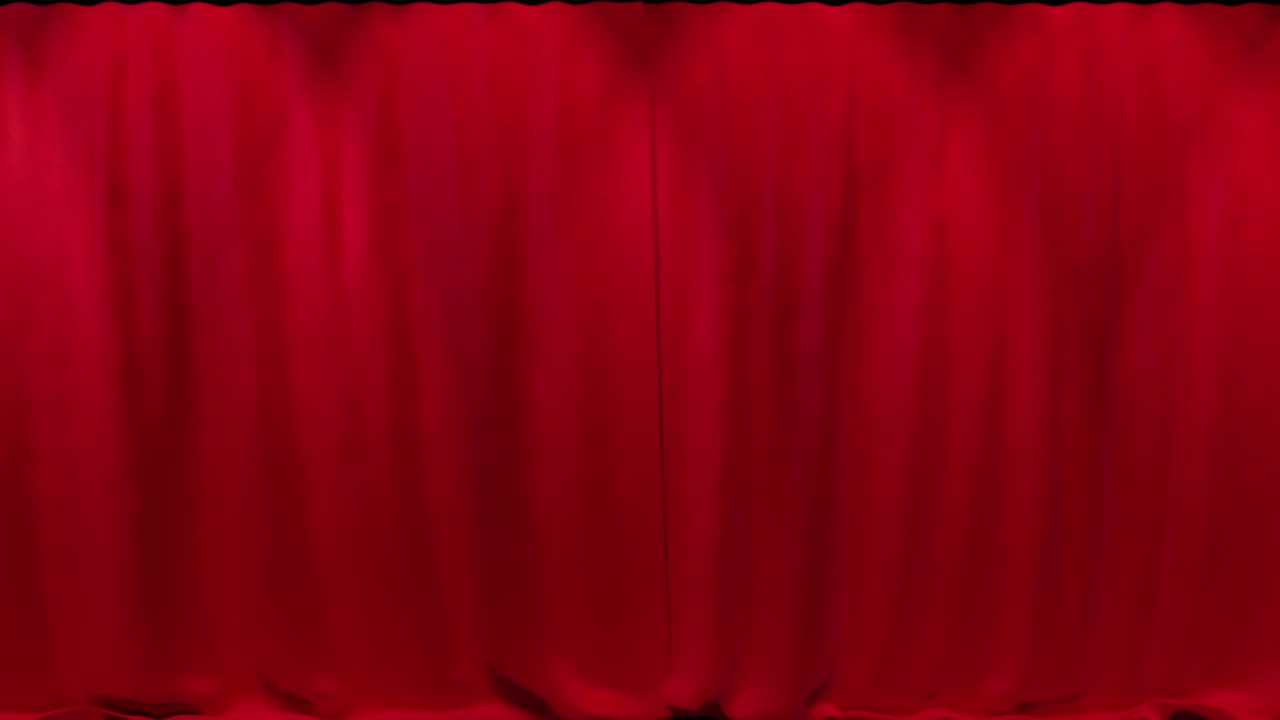 红丝绒窗帘打开，像黑色的剧院舞台视频下载