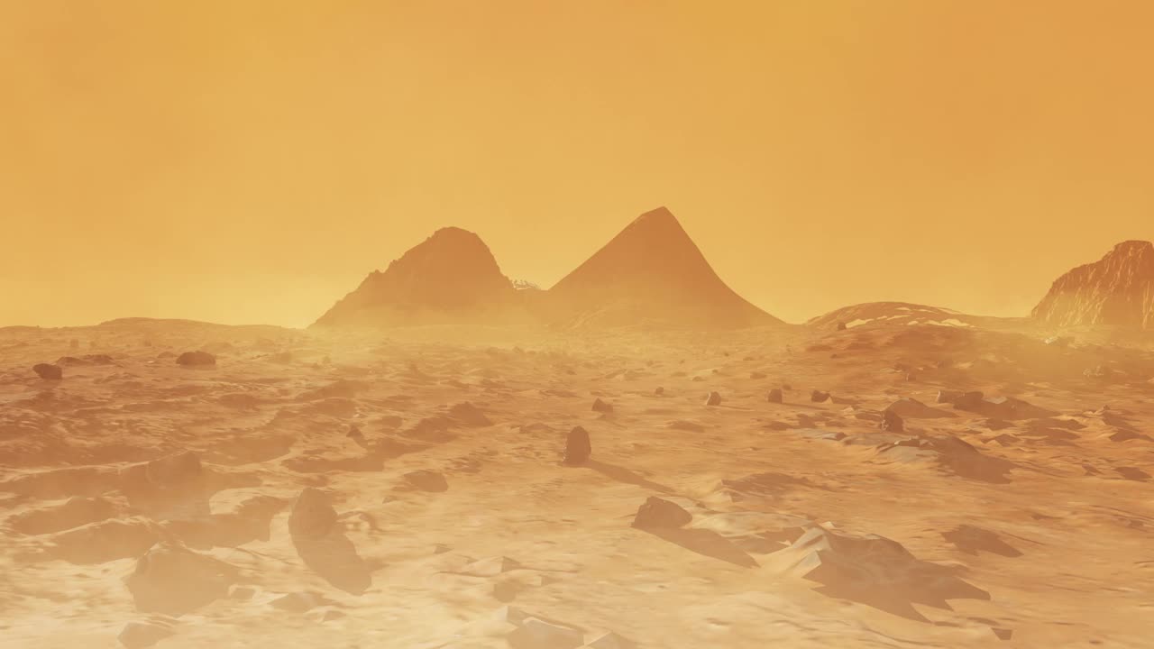 大型外星飞船在火星山后起飞视频下载