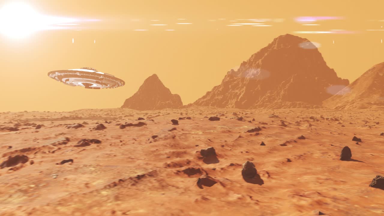 UFO外星飞船飞近火星表面视频下载