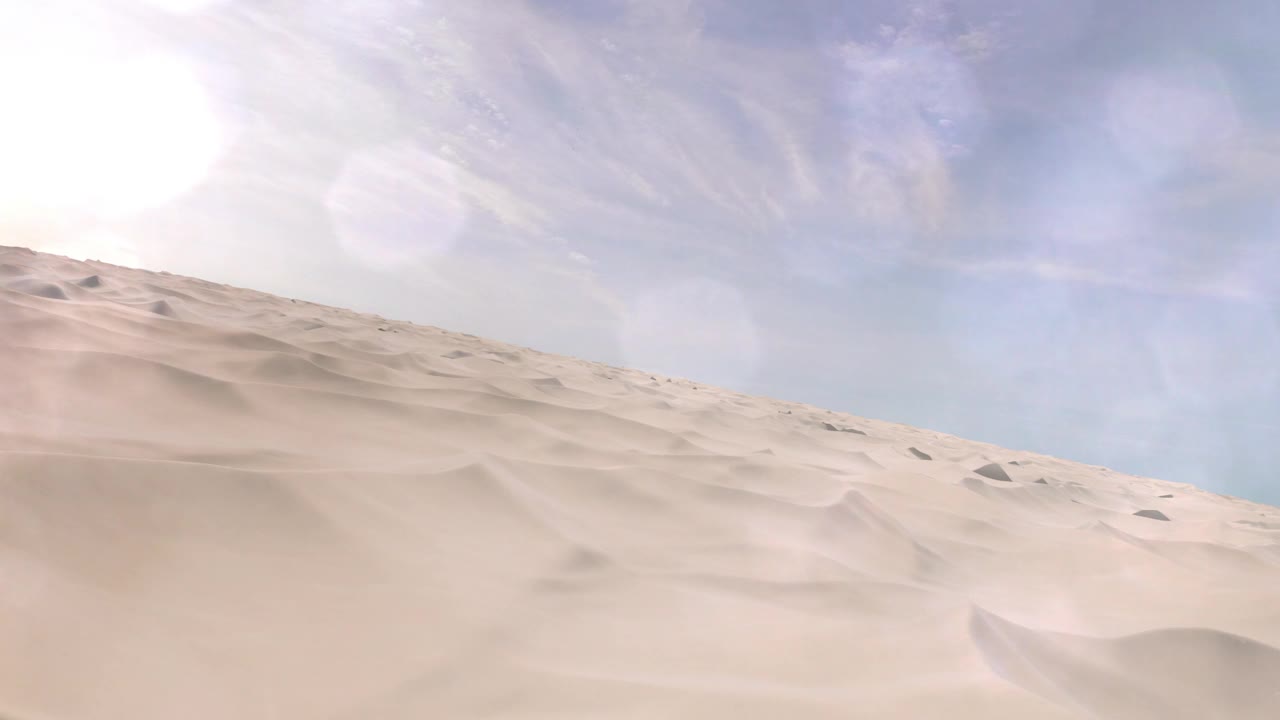 不明飞行物飞碟在沙丘上空飞行。视频下载