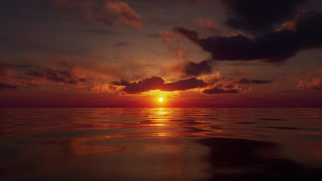 美丽的日出天空开放水域海景海洋循环视频下载