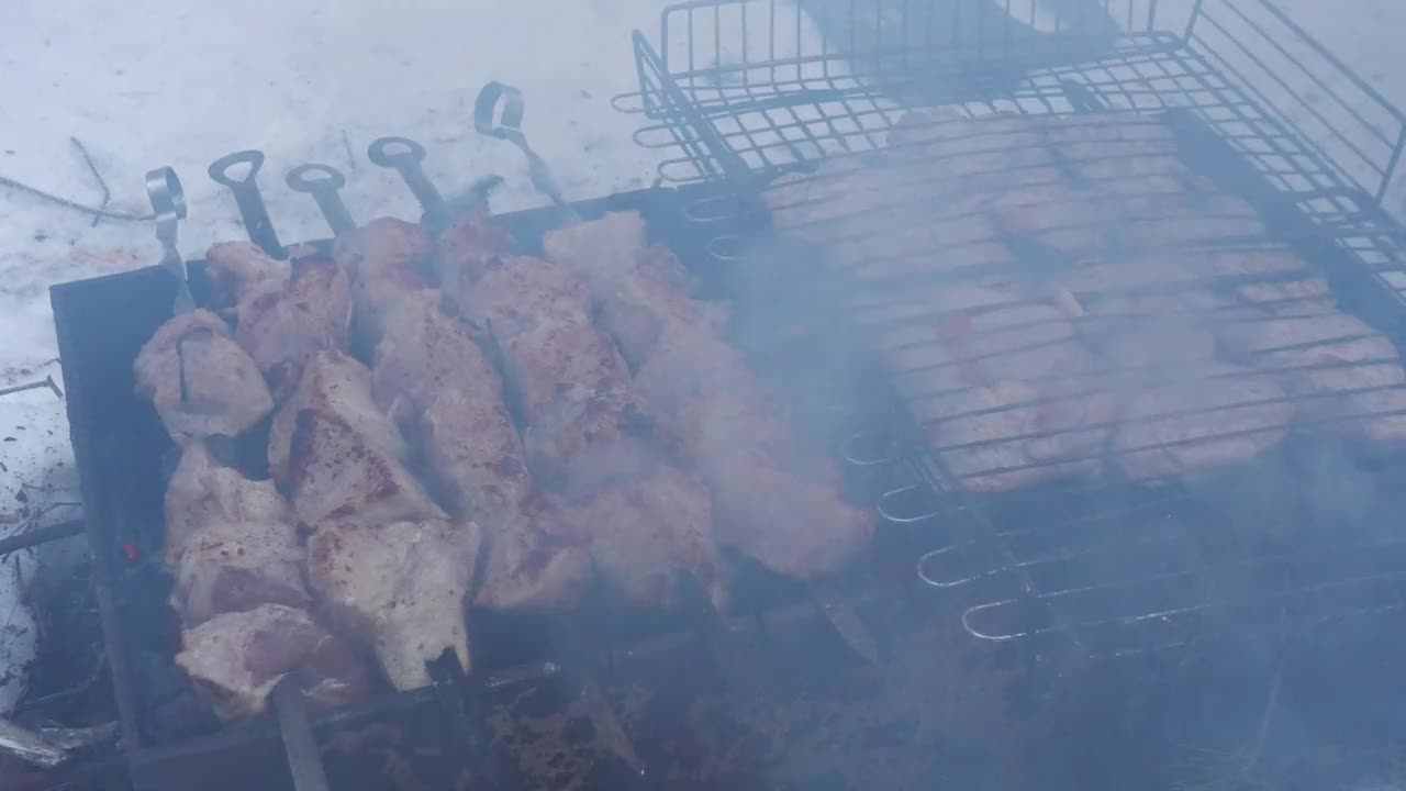 烤猪肉串视频素材