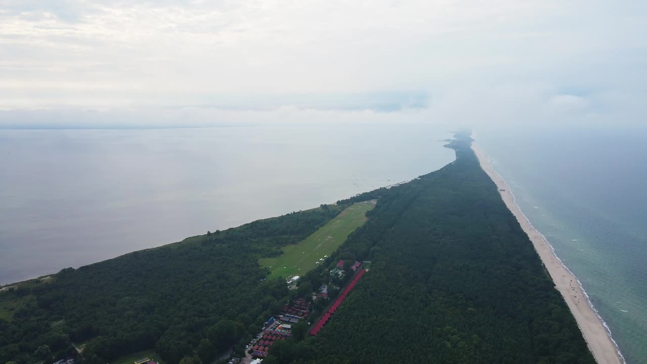 赫尔半岛波罗的海海岸鸟瞰图视频下载