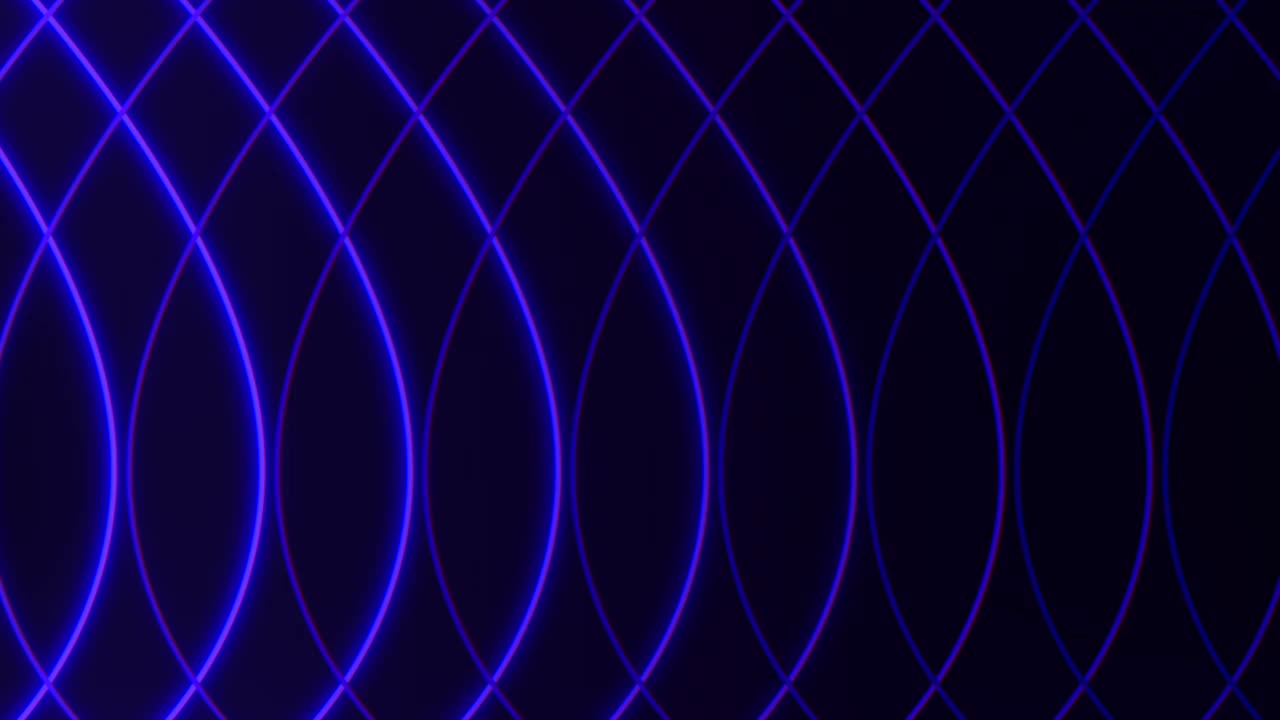 迷人的圆形图案照亮蓝色线条在黑色的背景视频素材