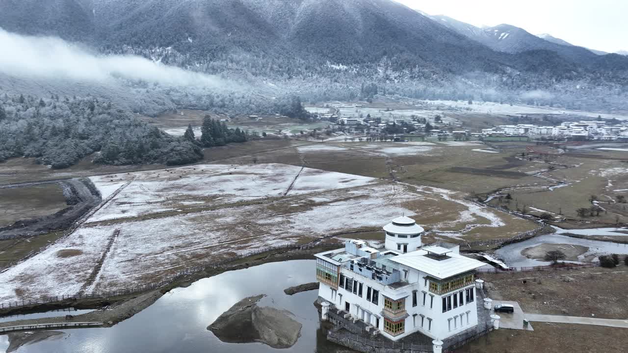 美丽的雪山高海拔森林景观在西藏，中国视频下载