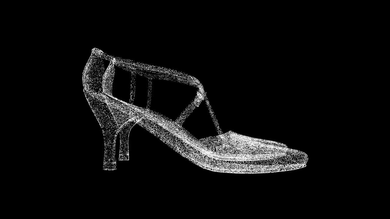 3D女鞋旋转黑色背景。女鞋概念。时尚的鞋。商业广告背景。用于标题，文本，演示。3d动画60 FPS。视频下载