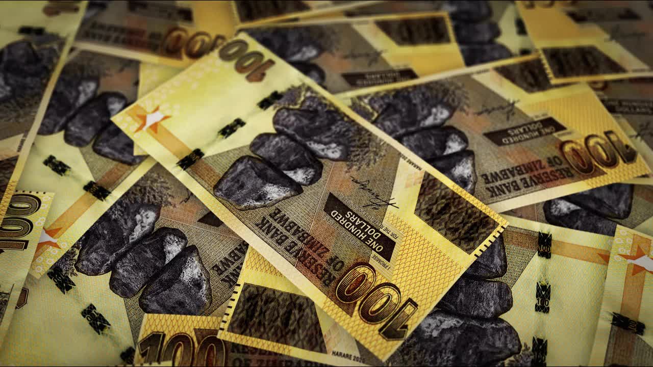 津巴布韦元不断增长的钱堆无缝循环视频下载