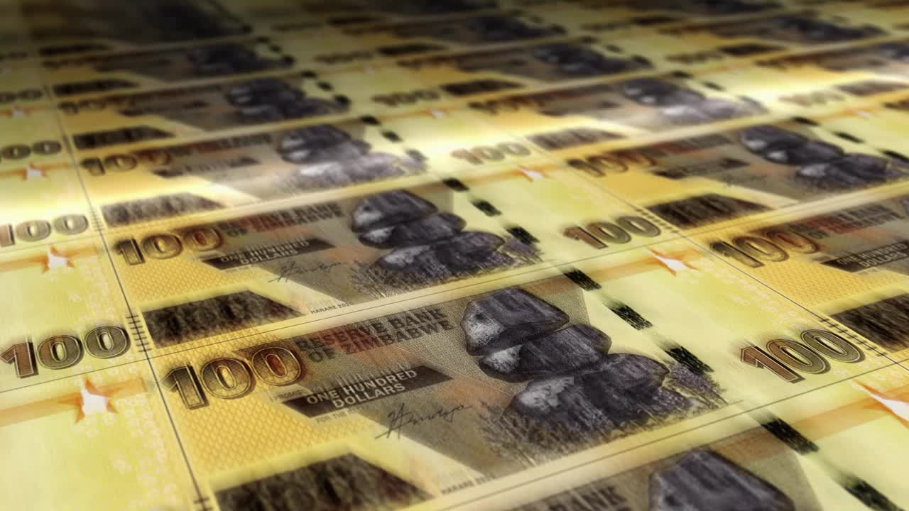 津巴布韦元钞票印刷无缝循环视频下载