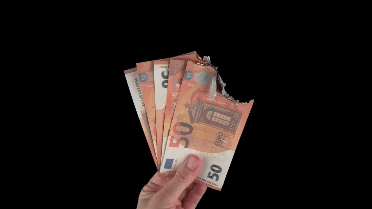 烧钞票绿屏欧元视频下载
