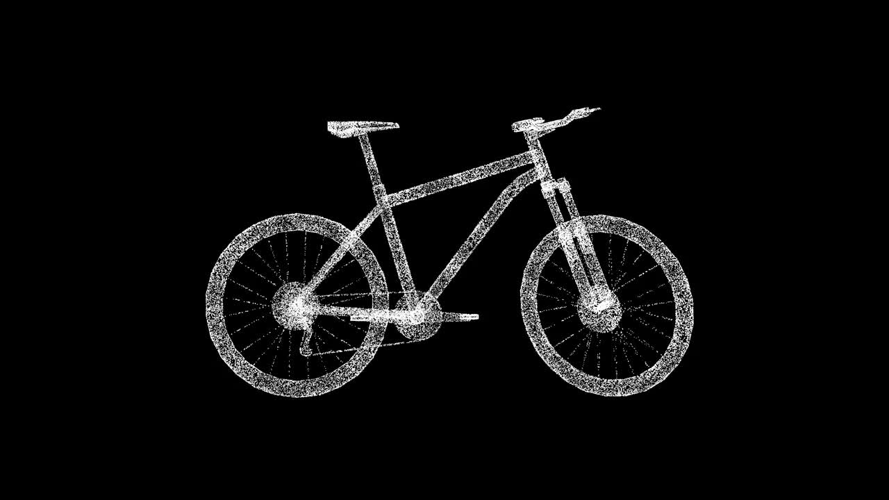 3D自行车在黑色背景上旋转。体育的概念。运动自行车。商业广告背景。用于标题，文本，演示。3d动画60 FPS。视频下载