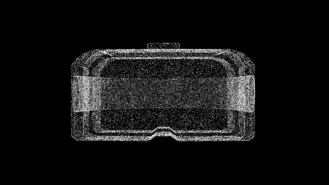 3D VR设置在黑色背景上旋转。现代科技理念。虚拟现实眼镜。商业广告背景。用于标题，文本，演示。3d动画60 FPS。视频下载