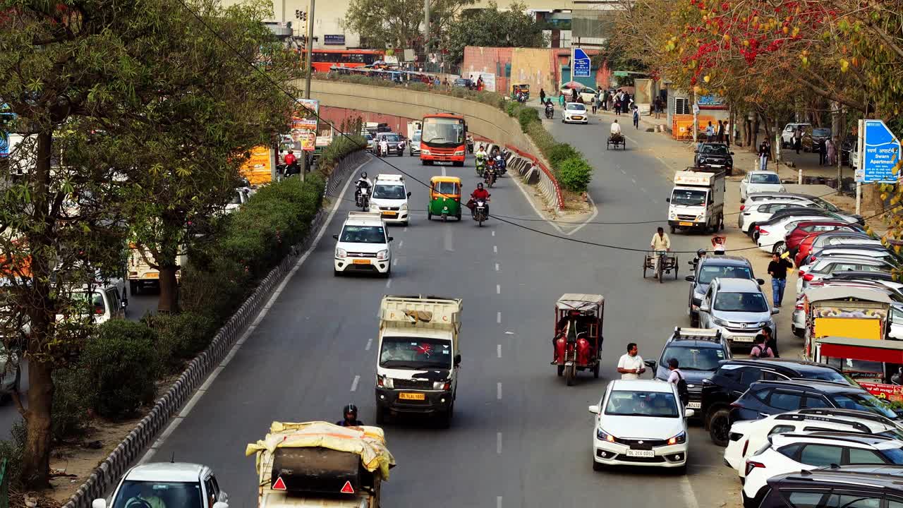 印度德里市的交通延时视频下载