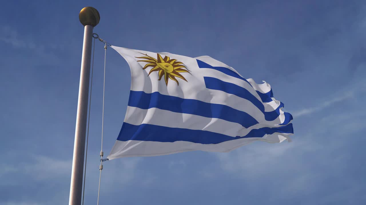 4K乌拉圭国旗-可循环视频下载