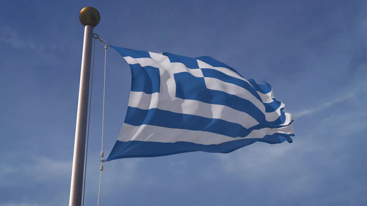 4K希腊国旗-可循环视频下载