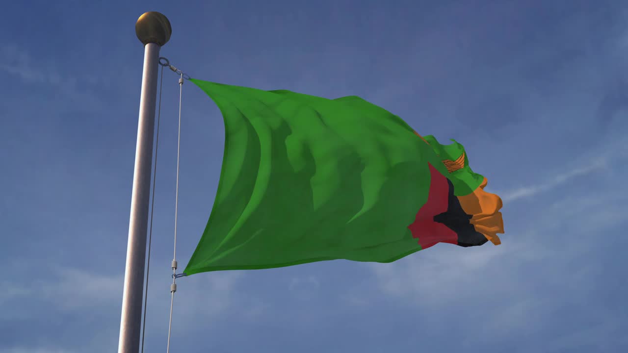 4K赞比亚国旗-可循环视频下载