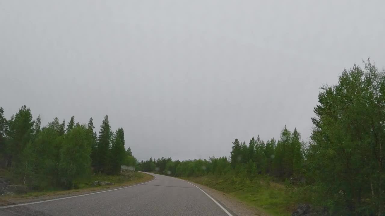 穿过爱沙尼亚北欧森林的荒凉道路视频下载