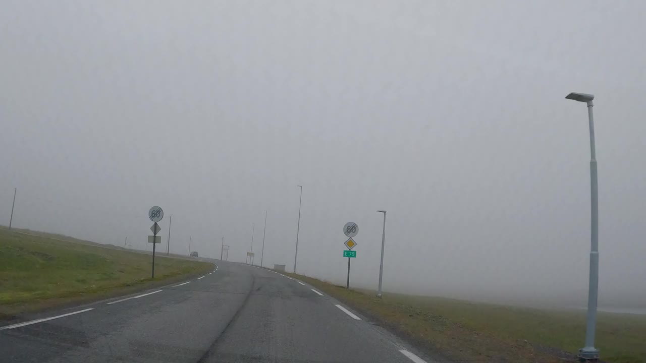 雾蒙蒙的公路穿过爱沙尼亚的乡村风景视频下载