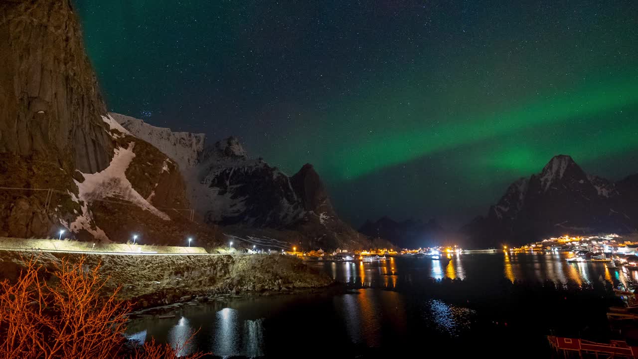 挪威罗弗敦岛的极光视频下载
