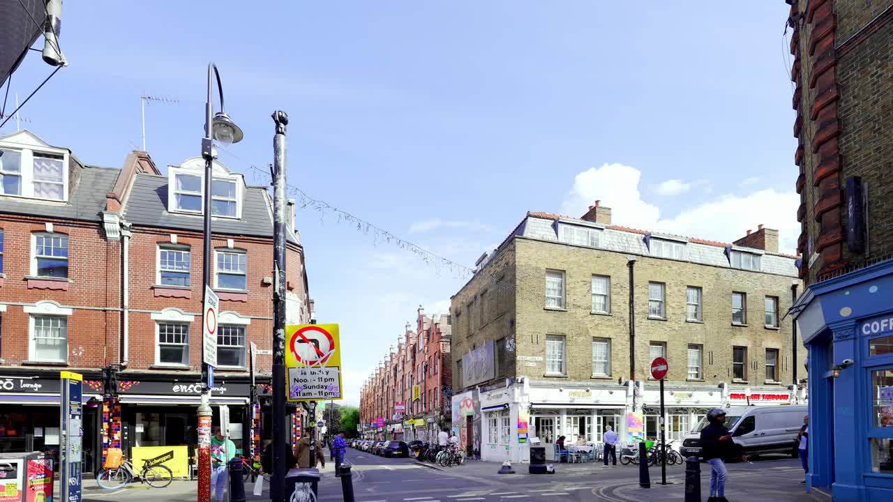 伦敦汉伯里街与布里克巷的交汇处视频下载