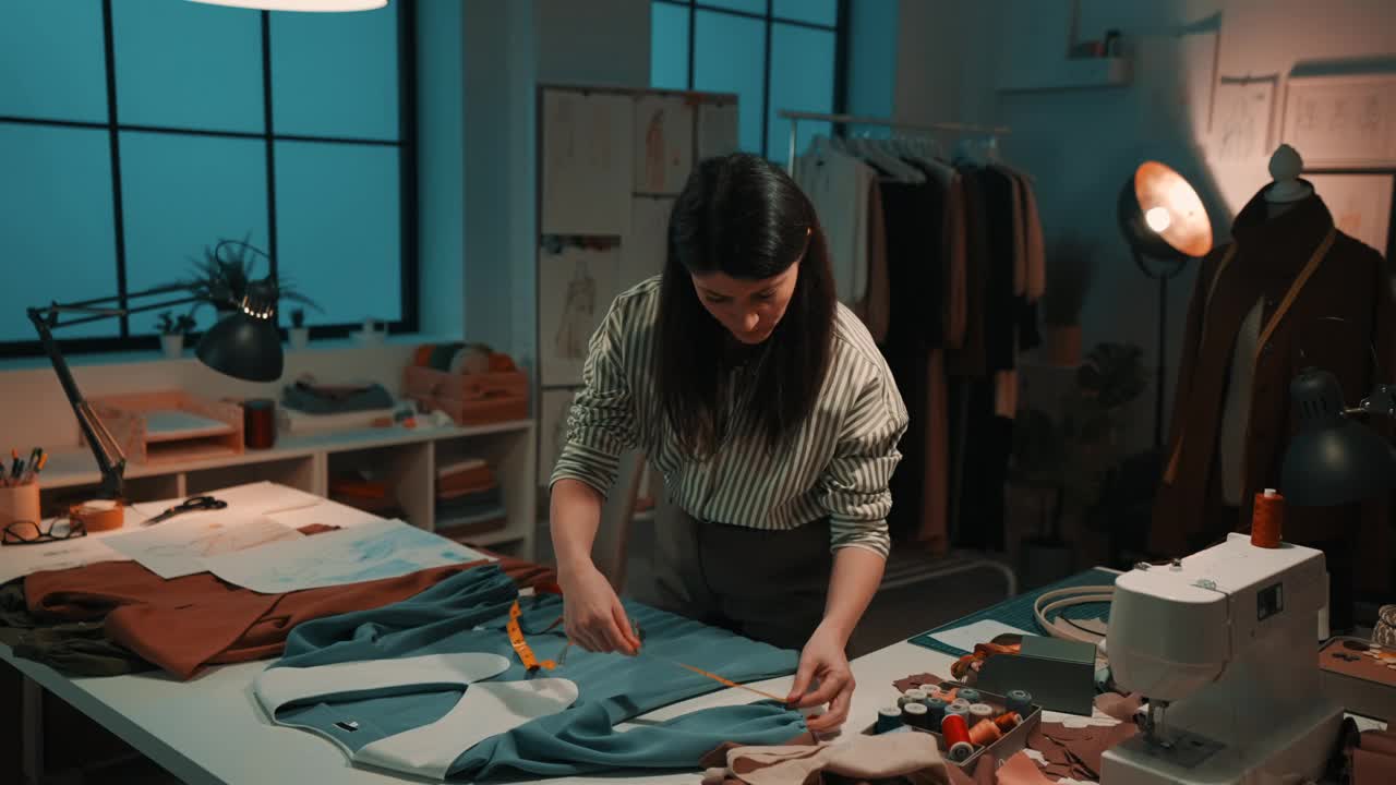 设计师在她的晚礼服系列中确保高品质的工艺。视频下载
