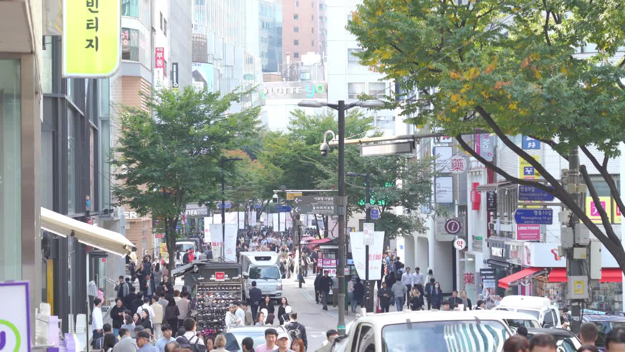 明洞临街的街景视频下载