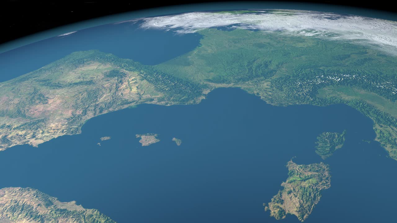 地中海巴利阿里群岛。太空鸟瞰图视频下载