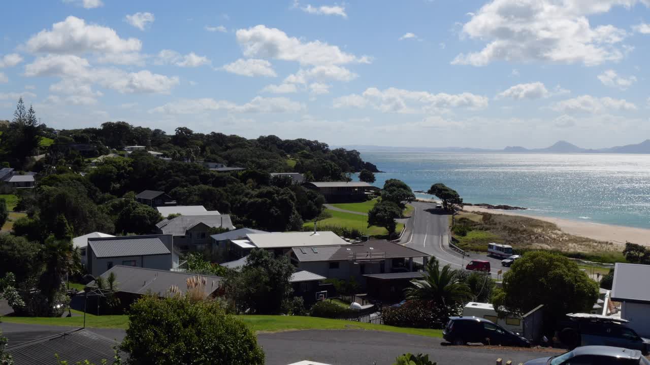 新西兰北岛的海岸线和房屋视频下载