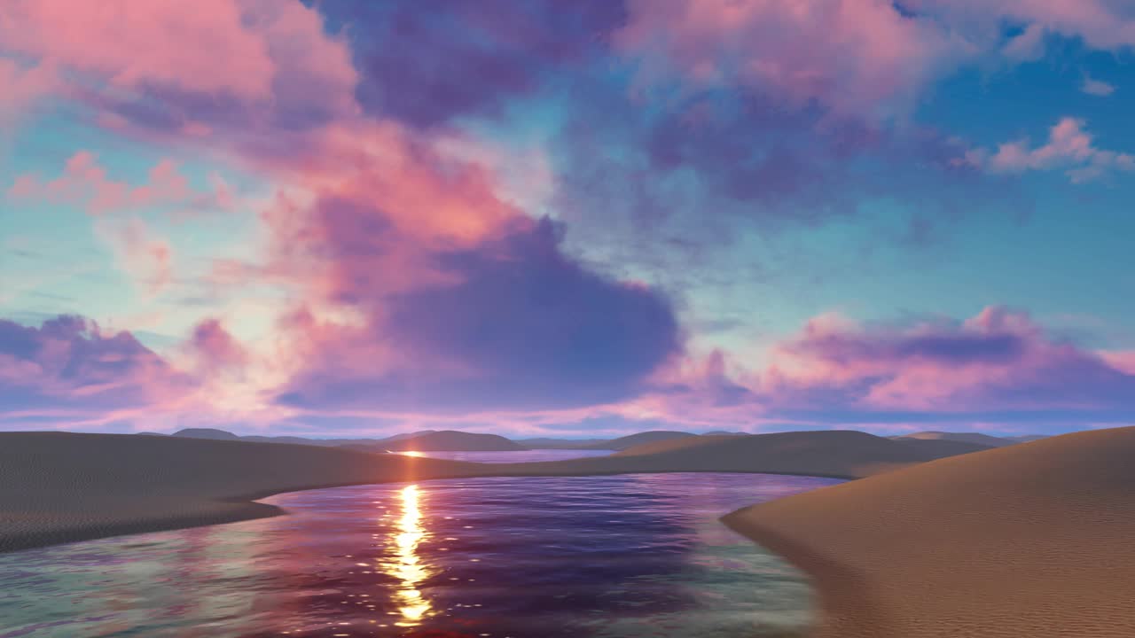 日落时分，独特的巴西泻湖在沙丘之间视频下载