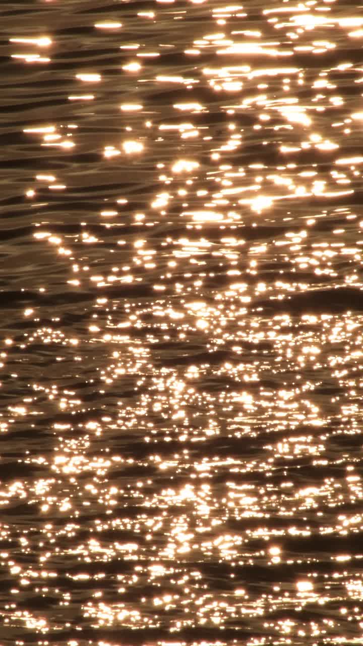 日落时的金色波浪。4 k垂直视频下载