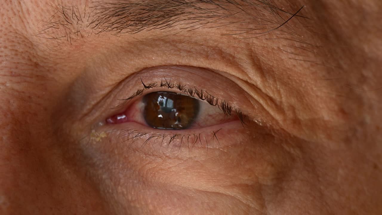 眼部感染，结膜炎男性眼部特写视频下载