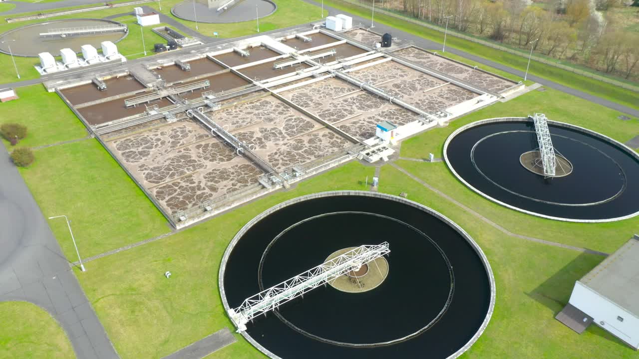 污水处理厂。视频下载