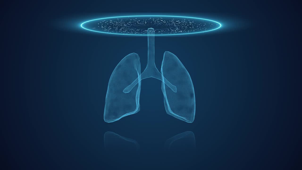 三维粒子肺扫描效果动画蓝全息线框hud主题视频下载