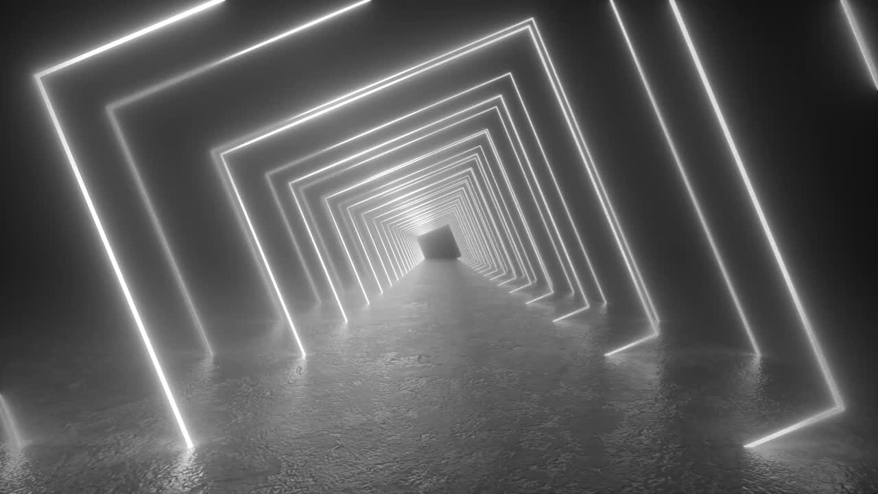 暗室中的霓虹灯隧道视频素材