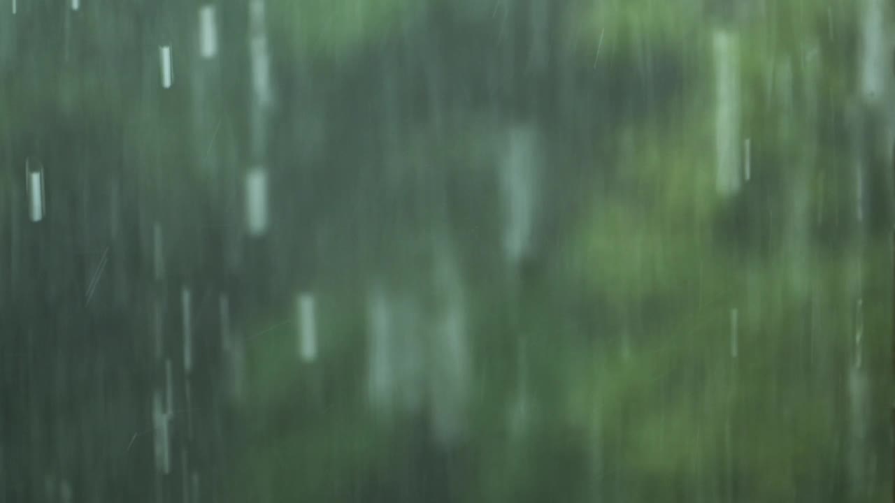 绿色背景下夏日阵雨的慢动作镜头视频下载