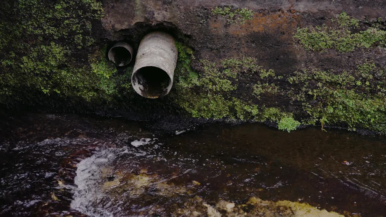 污水从河流的管道中流出视频下载