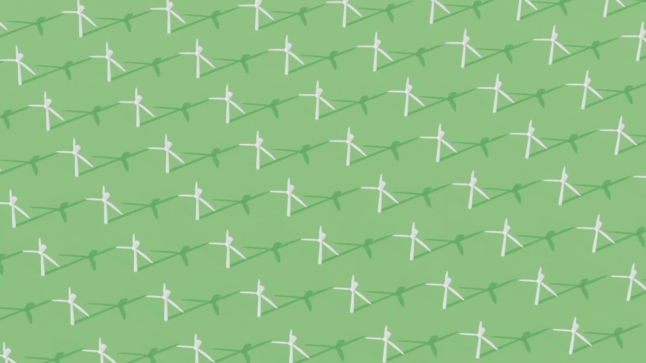 风能背景动画-绿色，可循环-可持续能源，发电视频下载
