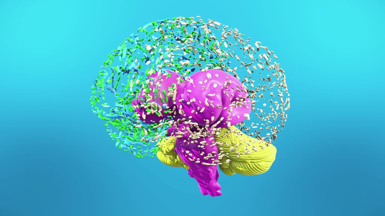 未来的多边形3d大脑。视频下载