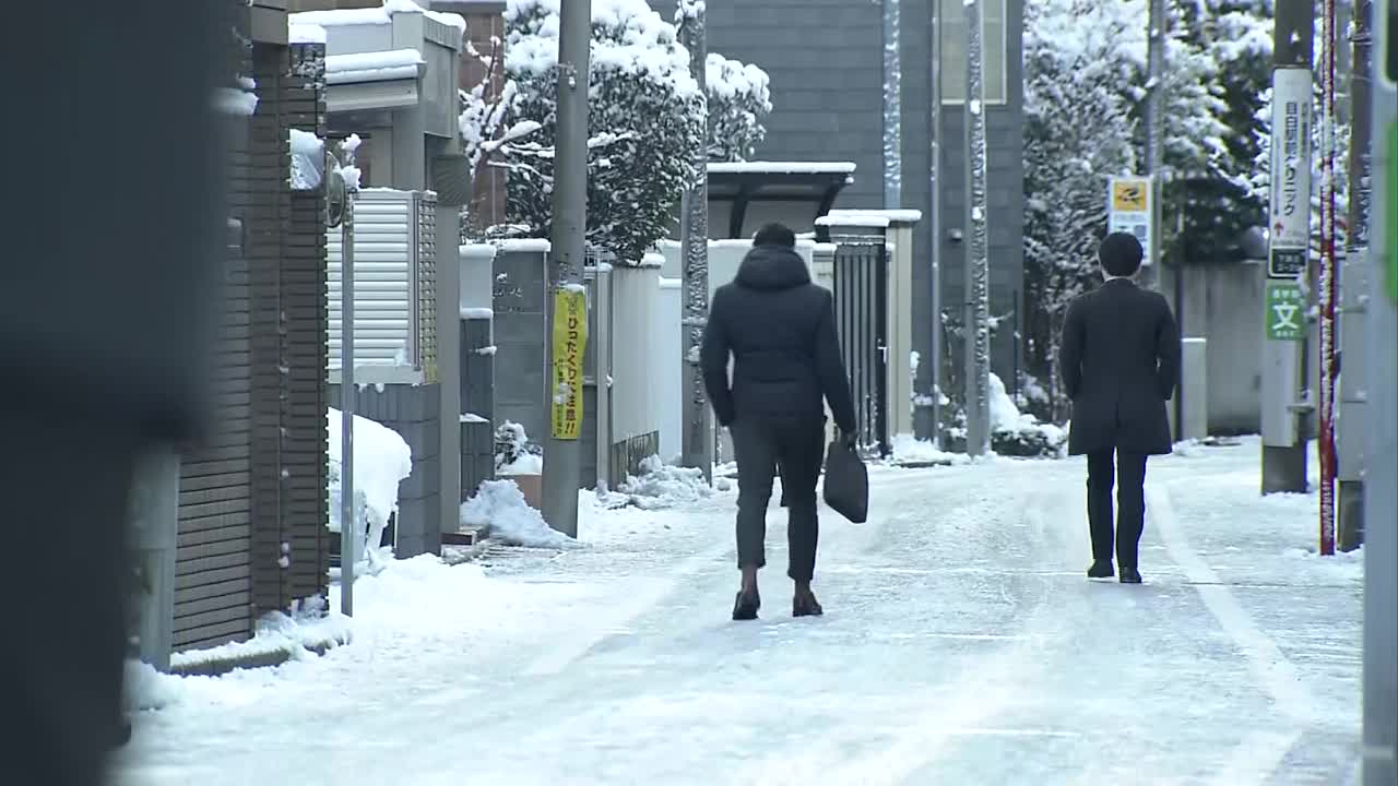 日本东京结冰的道路和行人视频下载