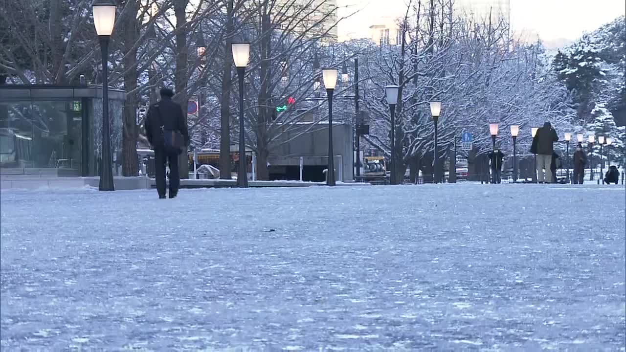 日本东京结冰的道路和行人视频下载