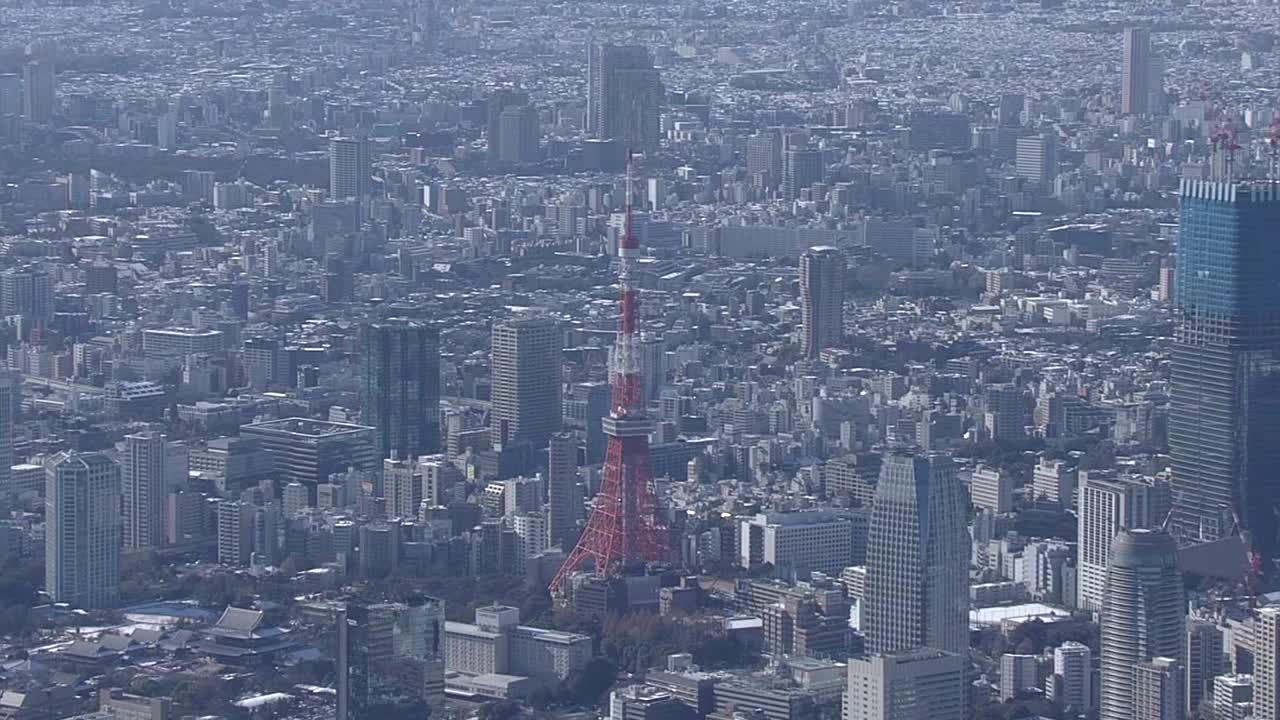 航拍，雪东京，东京，日本视频下载