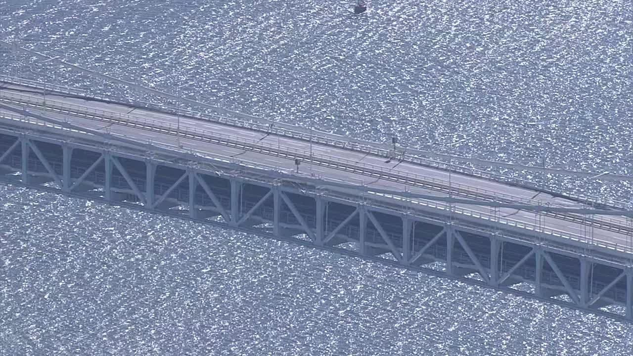 航拍，封闭的彩虹桥，东京，日本视频下载