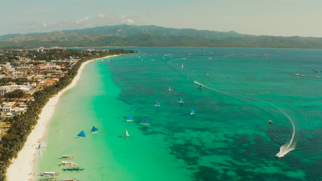 长滩岛，白色沙滩，菲律宾视频下载