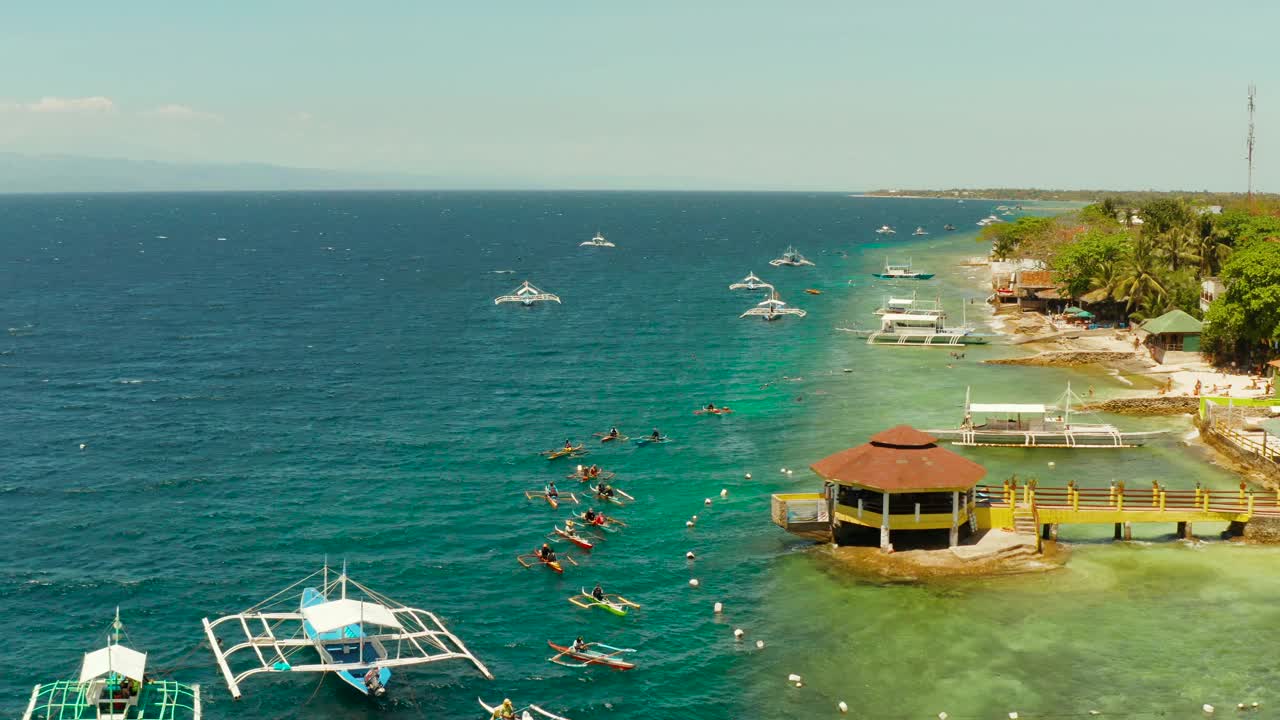 游客在珊瑚礁里浮潜，菲律宾视频下载