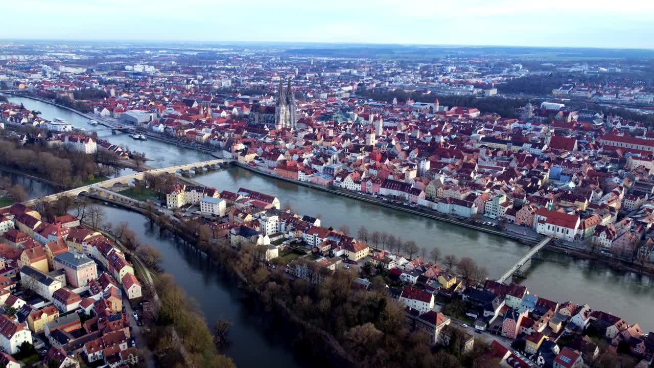 雷根斯堡老城和多瑙河视频下载