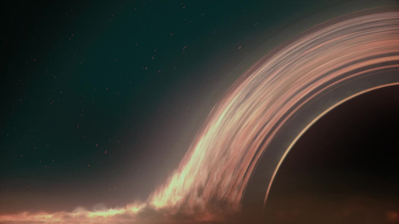 一艘宇宙飞船飞过一个超大质量黑洞视频下载