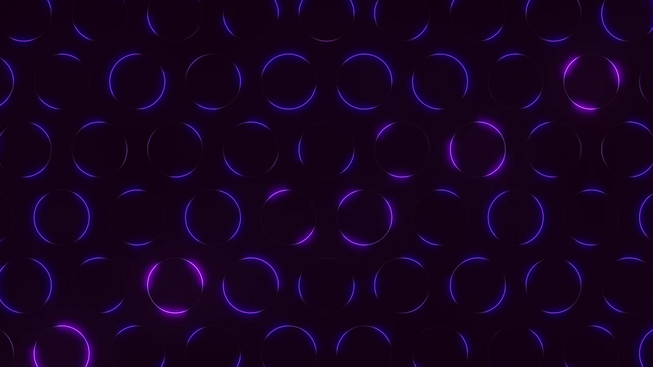 未来的紫色圆圈图案在黑色的背景视频素材